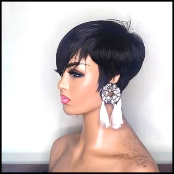 Short Pixie Cut Human Hair Wig Glueless Machine Made Brazilian Virgin Straight